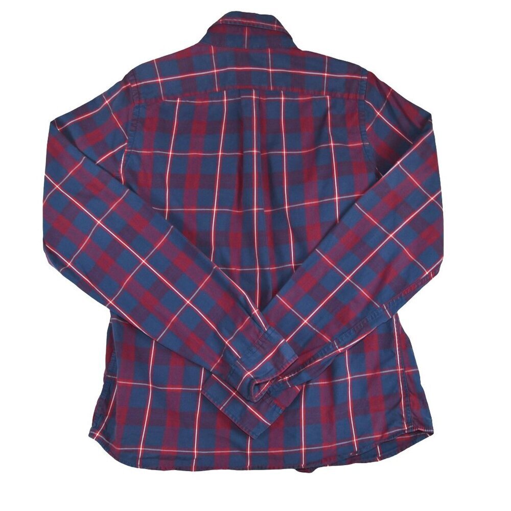 ABERCROMBIE & FITCH Men's Shirt Muscle Blue Plaid Moose Logo Cotton Large - Picture 3 of 9